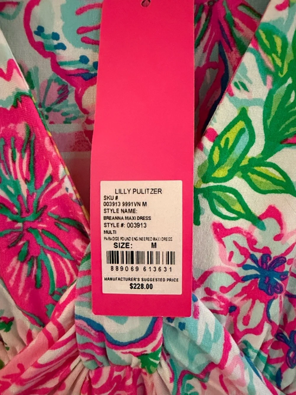 Lilly Pulitzer Breanna Floral Pink Maxi Dress with Green & Yellow Accents - Picture 2 of 5